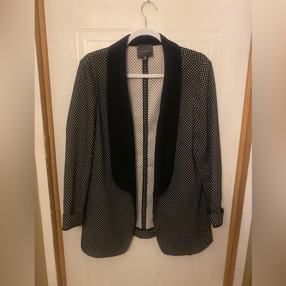 The Limited Plus Size Black Polka Dot Blazer Jacket